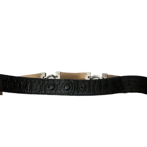 Vintage Sonia Daniel Honolulu Crystal Belt Black Croc Embossed Leather Silver main image 4